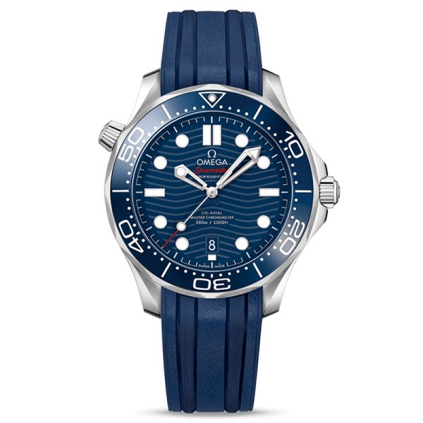 Montre Omega Seamaster Diver 300m Co-Axial Master Chronometer cadran bleu bracelet caoutchouc bleu 42 mm