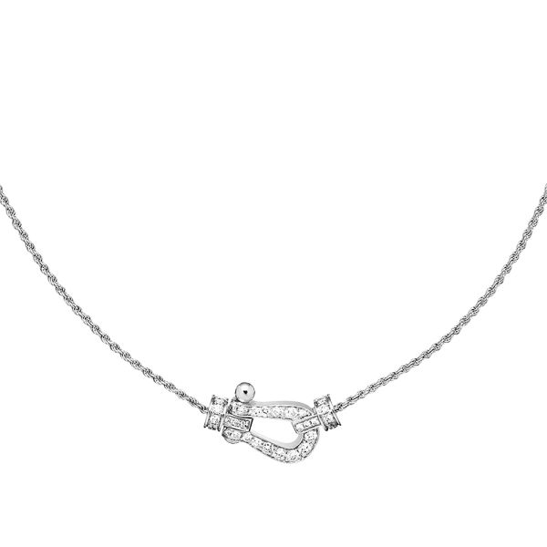 Fred Force 10 medium model necklace in white gold and diamonds pavement