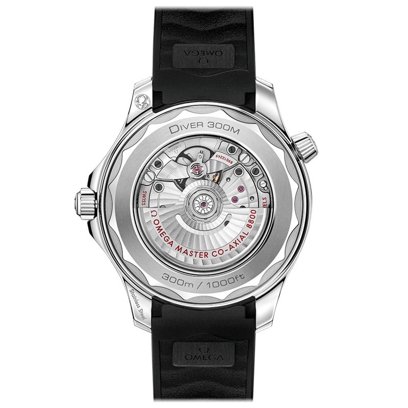 Montre Omega Seamaster Diver 300m Co-Axial Master Chronometer cadran noir bracelet caoutchouc noir 42 mm - SITE1