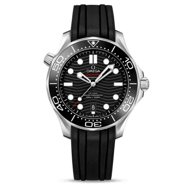 Montre Omega Seamaster Diver 300m Co-Axial Master Chronometer cadran noir bracelet caoutchouc noir 42 mm