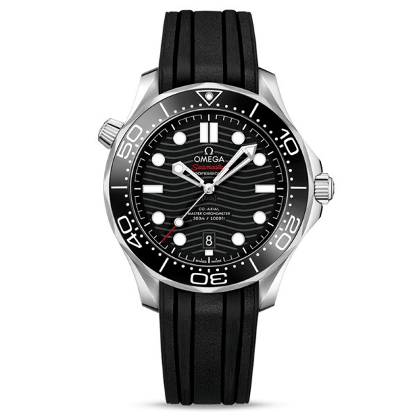 Montre Omega Seamaster Diver 300m Co-Axial Master Chronometer cadran noir bracelet caoutchouc noir 42 mm