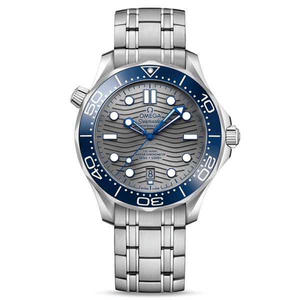 Montre Omega Seamaster Diver 300m Co-Axial Master Chronometer cadran gris lunette bleue bracelet acier 42 mm - SOLDAT PL