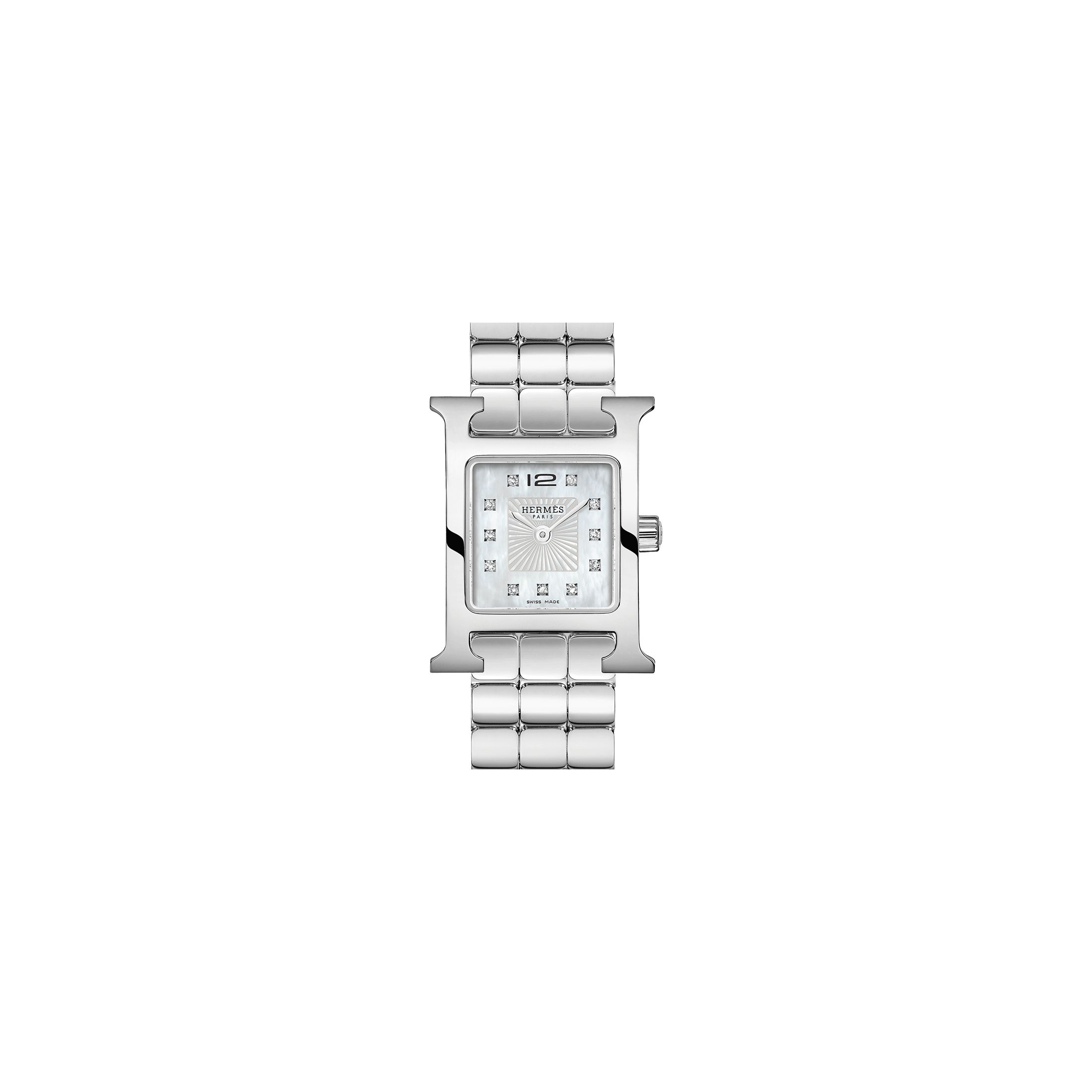 【HERMES 】アワーHウォッチミニモデル21 mm シルバーホワイト HERMES 】アワーHウォッチミニモデル21 mm シルバーホワイト