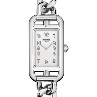 Montre HERMÈS Nantucket Petit Modèle quartz cadran argenté opalin bracelet acier 29 mm W049592WW00