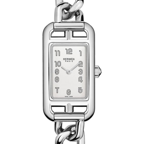 Montre HERMÈS Nantucket Petit Modèle quartz cadran argenté opalin bracelet acier 29 mm W049592WW00