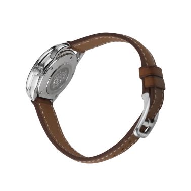 Montre HERMÈS Arceau Petit Modèle quartz cadran blanc mat bracelet cuir marron 28 mm W040135WW00