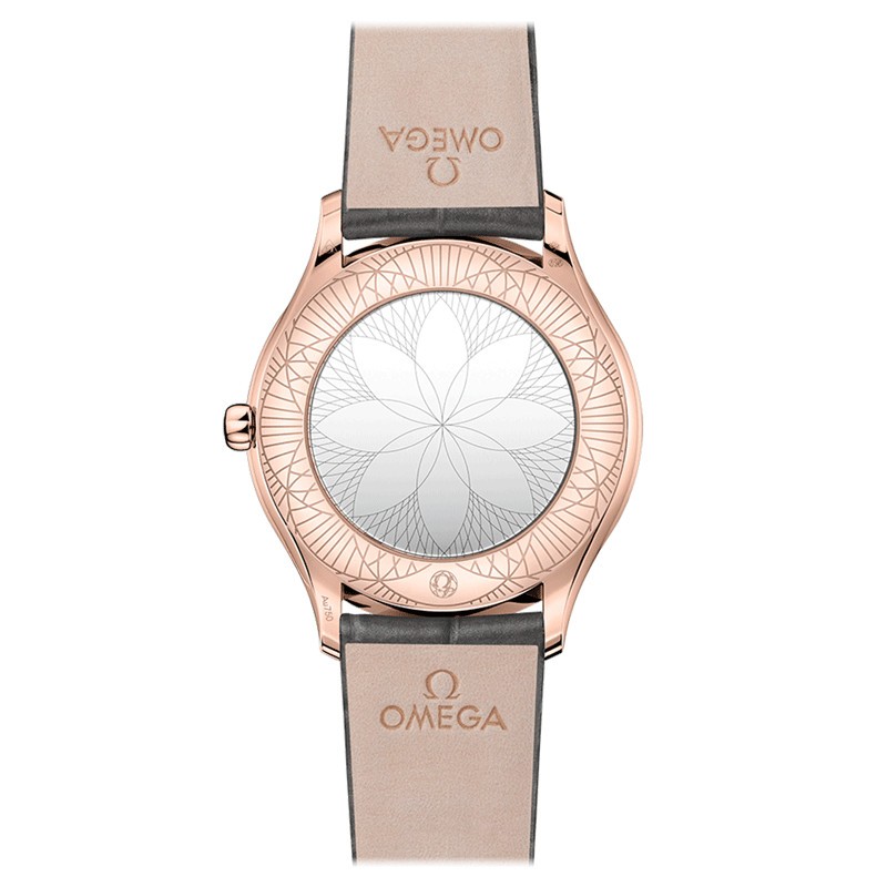 Montre Omega De Ville Trésor quartz or rose cadran argent bracelet tissu anthracite 36 mm - SITE1