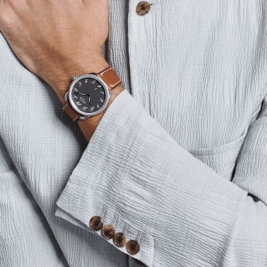 Montre HERMÈS Arceau 78 Grand Modèle quartz cadran anthracite bracelet cuir marron 40 mm W047360WW00