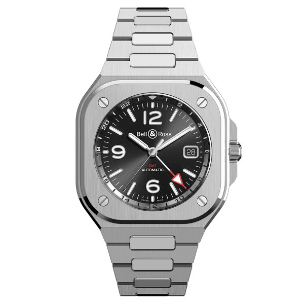 Bell & Ross BR 05 GMT automatic black dial steel bracelet 41 mm