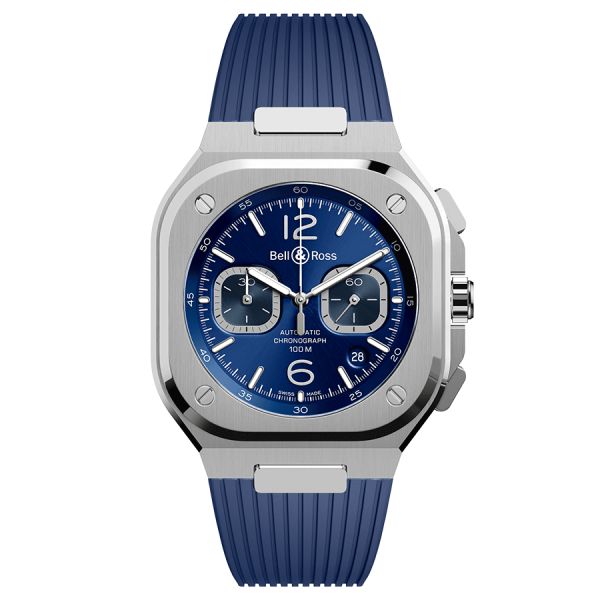 Montre Bell & Ross BR 05 Chrono automatique cadran bleu bracelet caoutchouc 42 mm