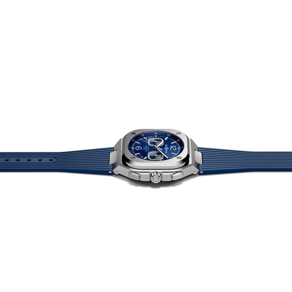 Montre Bell & Ross BR 05 Chrono automatique cadran bleu bracelet caoutchouc 42 mm