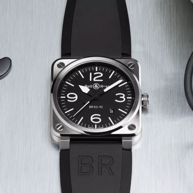 Bell & Ross BR03-92 automatic black dial rubber strap 42 mm