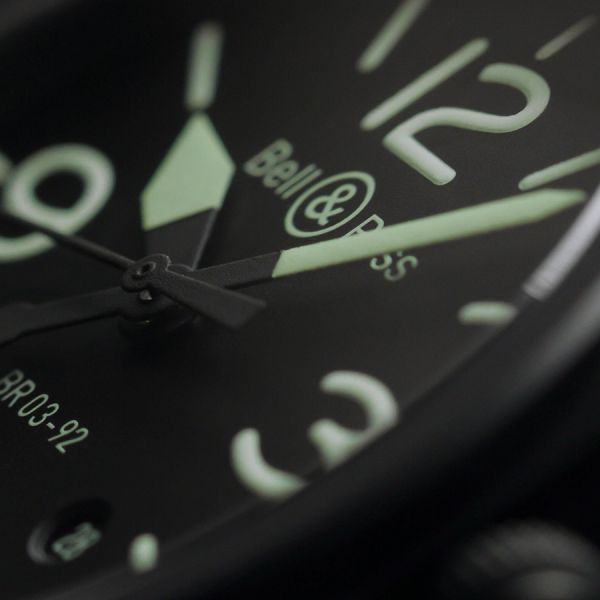 Bell & Ross BR 03-92 Nightlum automatic ceramic black dial leather strap 42 mm