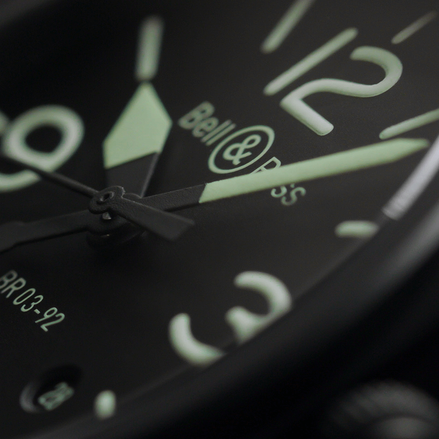 Bell & Ross BR 03-92 Nightlum automatic ceramic black dial leather strap 42 mm