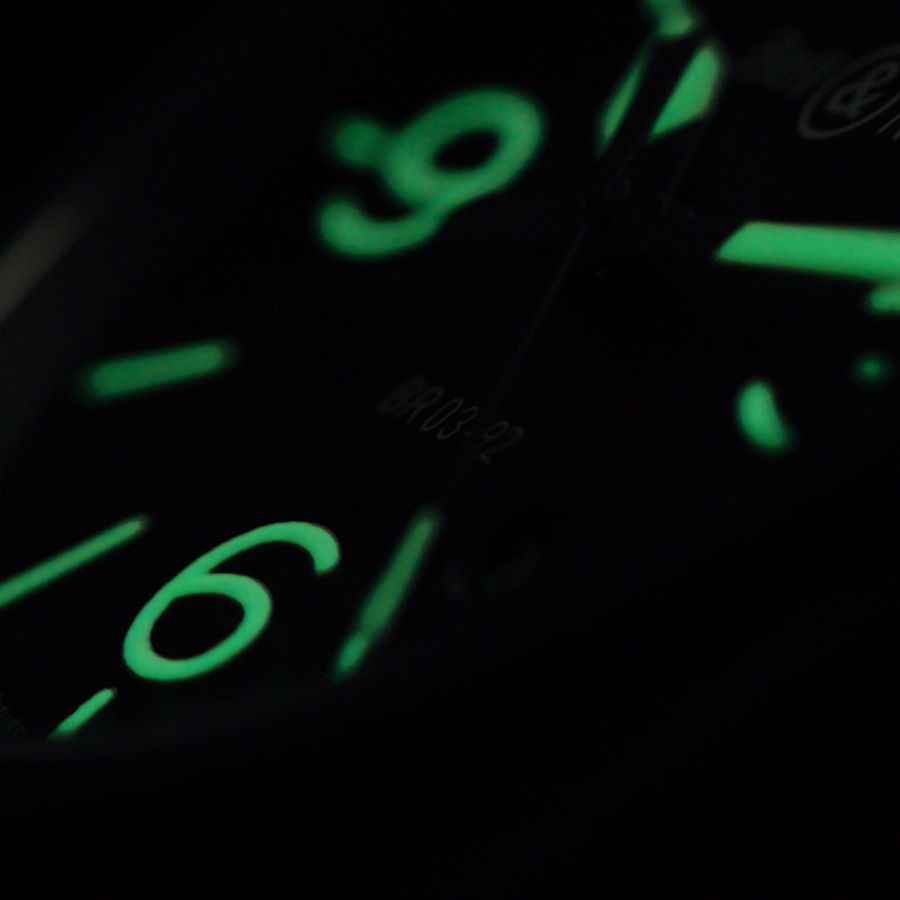 Bell & Ross BR 03-92 Nightlum automatic ceramic black dial leather strap 42 mm