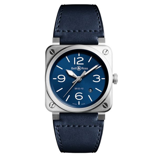Bell & Ross BR 03-92 Blue Steel automatic blue dial leather strap 42 mm