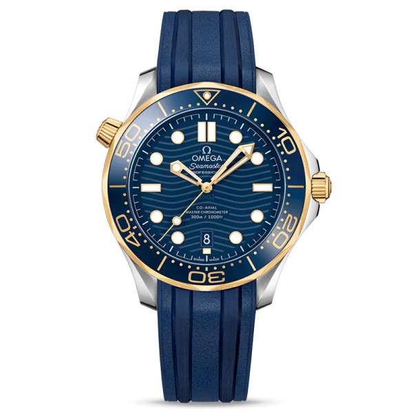 Montre Omega Seamaster Diver 300m Co-Axial Master Chronometer cadran bleu bracelet caoutchouc bleu 42 mm