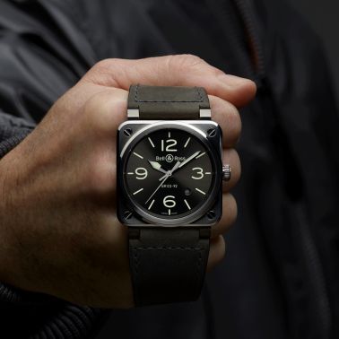 Bell & Ross BR 03-92 Grey Lum automatic grey dial leather strap 42 mm