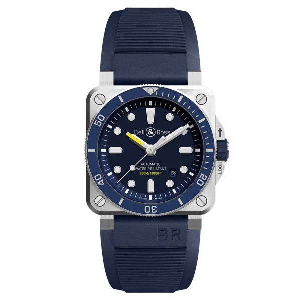 Montre Bell & Ross BR 03-92 Diver Blue automatique cadran bleu bracelet caoutchouc 42 mm