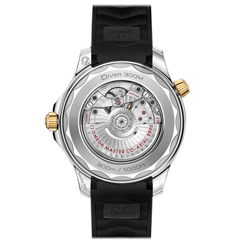 Montre Omega Seamaster Diver 300m Co-Axial Master Chronometer cadran noir bracelet caoutchouc noir 42 mm - SITE1