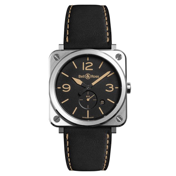 Bell & Ross BR S Heritage automatic black dial leather strap 39 mm
