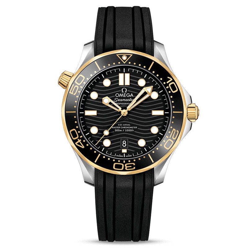 Montre Omega Seamaster Diver 300m Co-Axial Master Chronometer cadran noir bracelet caoutchouc noir 42 mm - SOLDAT PL