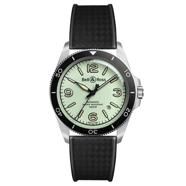 Bell & Ross BR V2-92 Full Lum automatic luminescent green dial rubber strap 41 mm