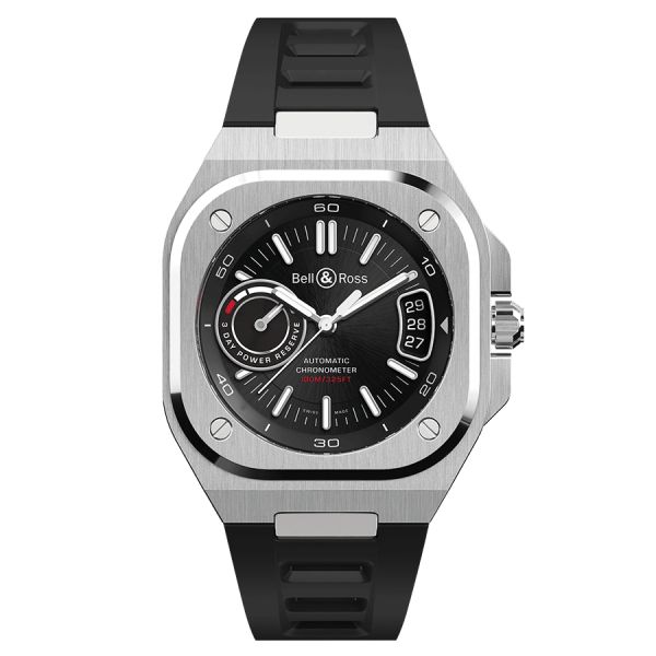 Montre Bell & Ross BR-X5 Black Steel automatique cadran noir bracelet caoutchouc 41 mm