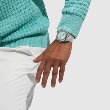 Montre Bell & Ross BR-X5 Ice Blue Steel automatique cadran bleu glacier bracelet acier 41 mm