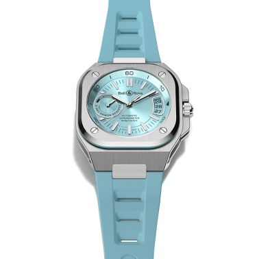 Montre Bell & Ross BR-X5 Ice Blue Steel automatique cadran bleu glacier bracelet caoutchouc 41 mm