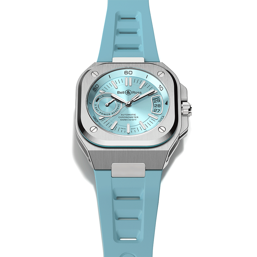 Bell & Ross BR-X5 Ice Blue Steel automatic glacier blue dial rubber strap 41 mm
