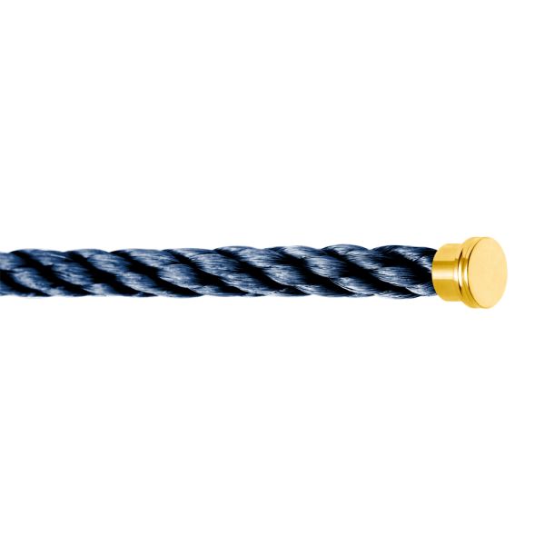 Câble Fred Force 10 Bleu Jean double tour grand modèle en acier plaqué or jaune 6B1063