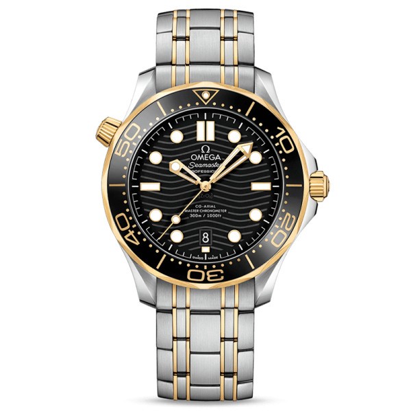 Montre Omega Seamaster Diver 300m Co-Axial Master Chronometer cadran noir bracelet acier et or 42 mm - SOLDAT PL
