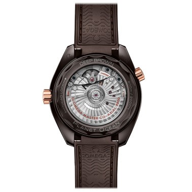 Montre Omega Seamaster Planet Ocean 600m Co-Axial Master Chronometer cadran marron bracelet caoutchouc marron 39,5 mm
