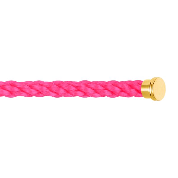 Fred Force 10 Fluorescent Pink large model cable in yellow gold plated steel