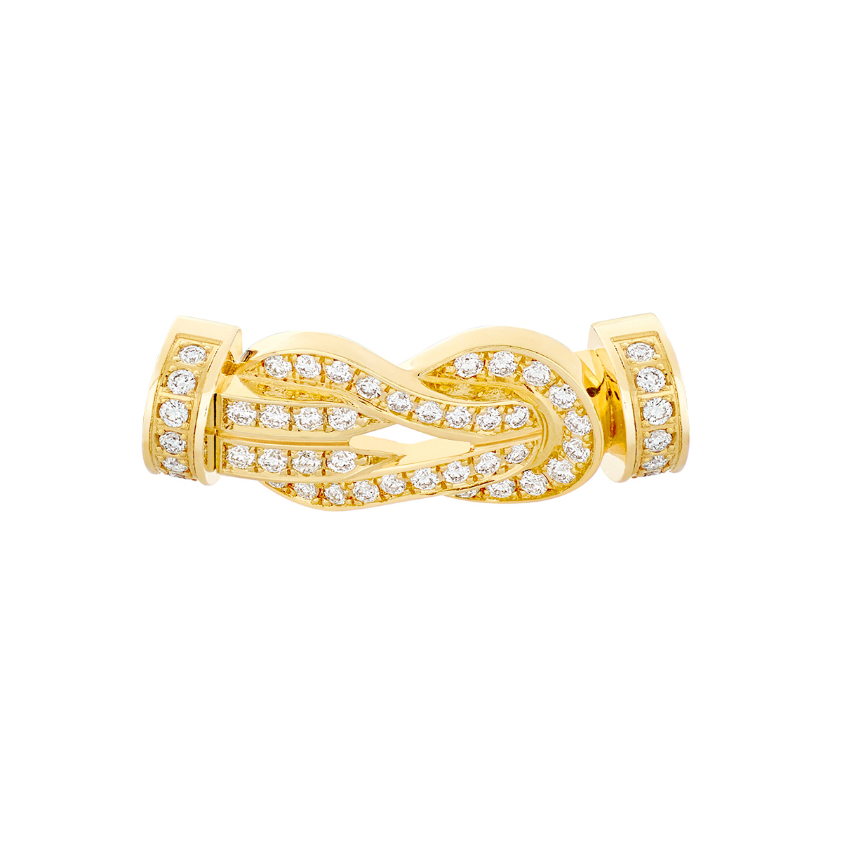 Boucle Fred Chance Infinie moyen modèle en or jaune et pavage diamants 0B0110