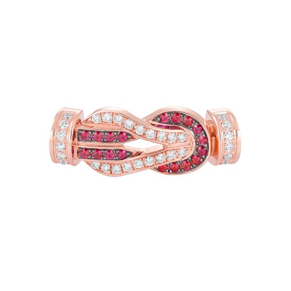 Boucle Fred Chance Infinie moyen modèle en or rose, diamants et rubis 0B0129