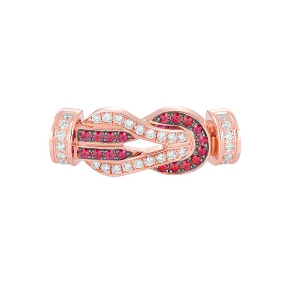 Fred Chance Infinie buckle medium model in 18k rose gold, diamonds and rubies