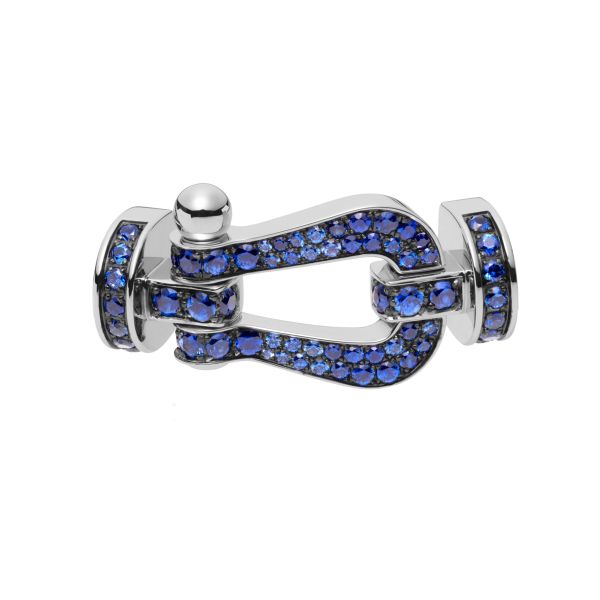 Fred Force 10 large model buckle in white gold and sapphire pavement