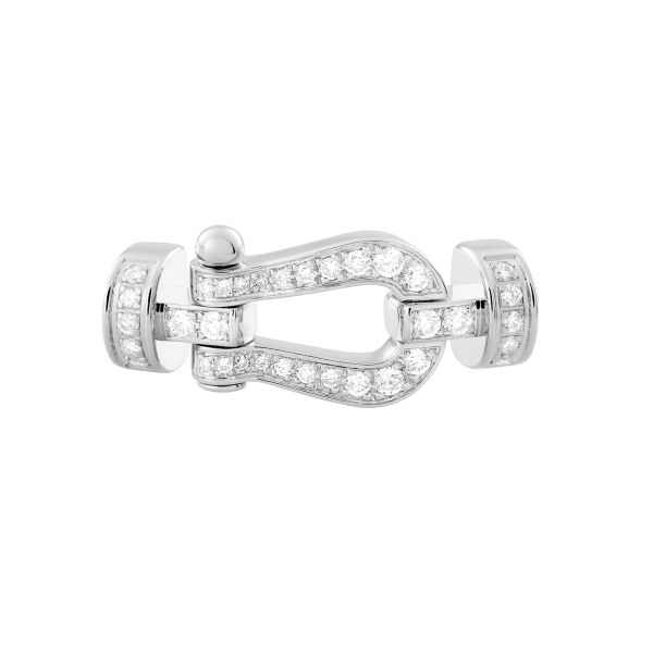 Fred Force 10 medium model buckle in white gold and diamonds pavement