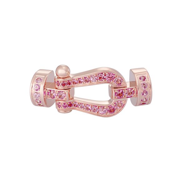 Fred Force 10 medium model buckle in rose gold and pink sapphires
