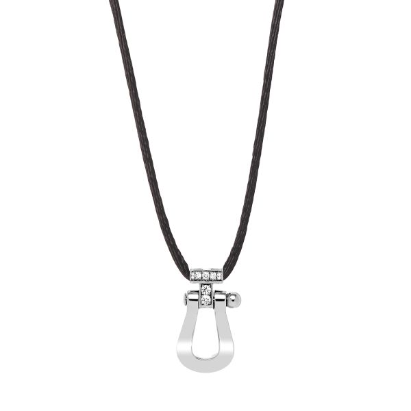 Fred Force 10 large model pendant in white gold and diamonds on cord