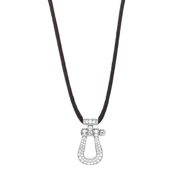 Fred Force 10 large model pendant in white gold and diamonds on cord