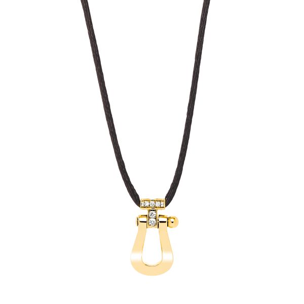 Fred Force 10 large model pendant in yellow gold and diamonds on cord