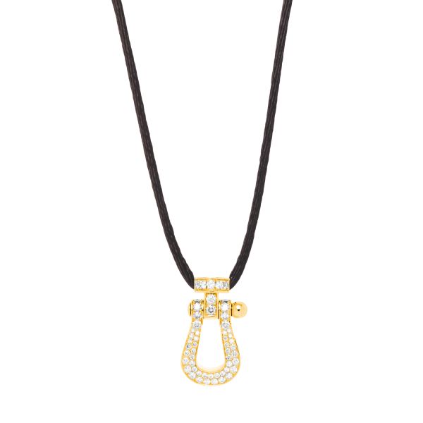 Fred Force 10 large model pendant in yellow gold and diamonds on cord