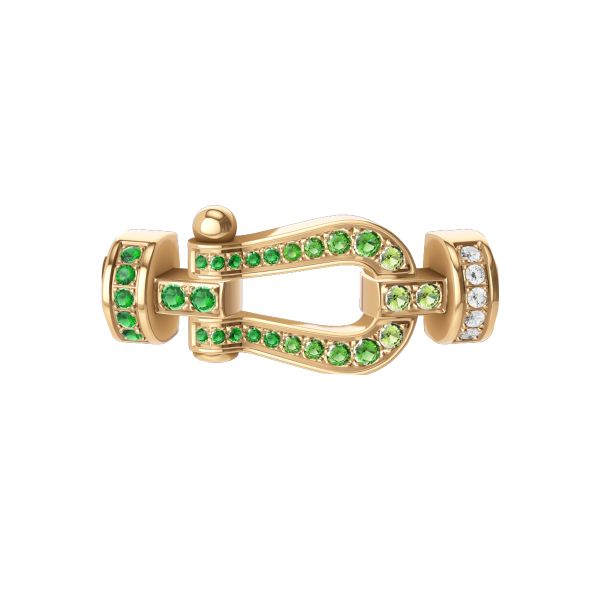 Fred Force 10 Medium model buckle in yellow gold, emeralds, tsavorites and diamonds