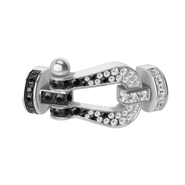 Fred Force 10 large model buckle in white gold, diamonds and black diamonds