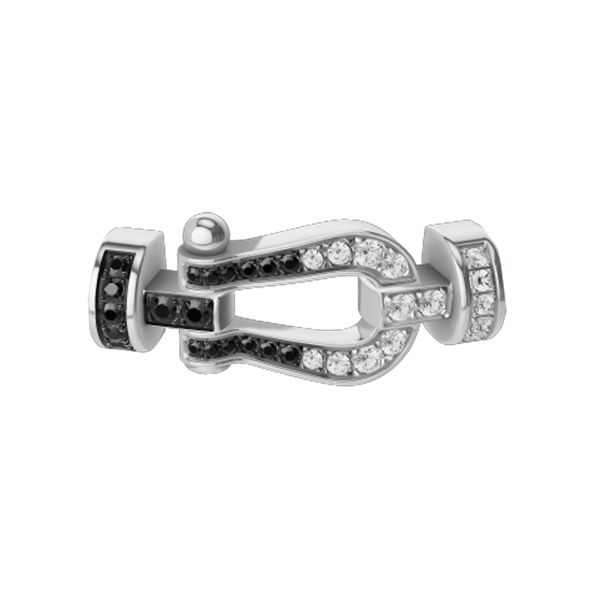 Force 10 Medium model buckle in white gold, diamonds and black diamonds