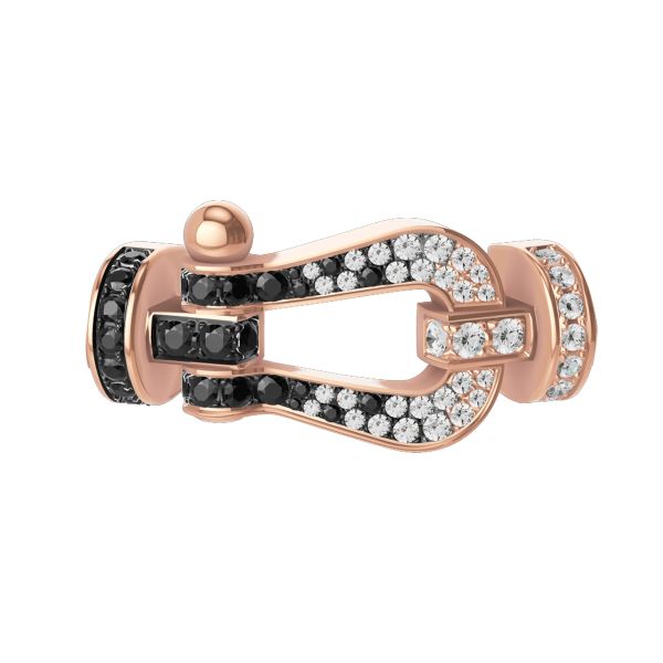 Fred Force 10 large model buckle in rose gold, diamonds and black diamonds