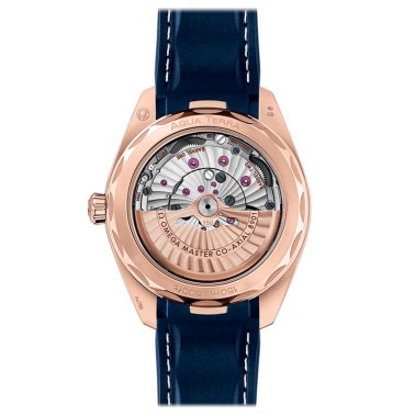 Montre Omega Seamaster Aqua Terra 150m Co-Axial Master Chronometer or rouge cadran bleu bracelet caoutchouc bleu 41 mm